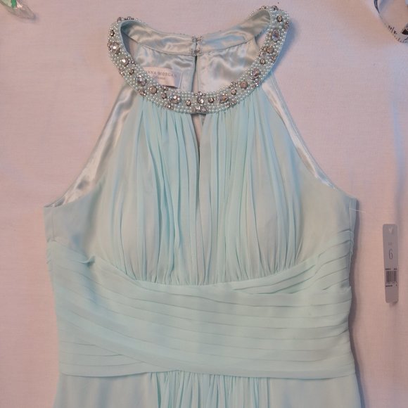 Donna Morgan Green Teal Sheer Gown - Picture 1 of 16